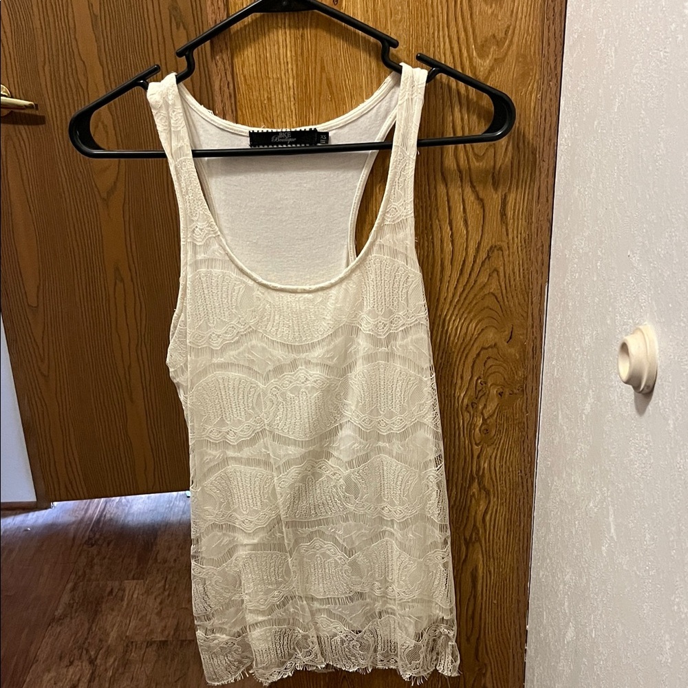 BKE Cream Lace Tank Top